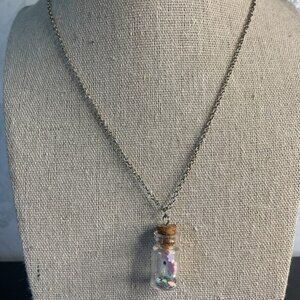 Glass Bottle Pendant Necklace With Colorful Beads & Cork